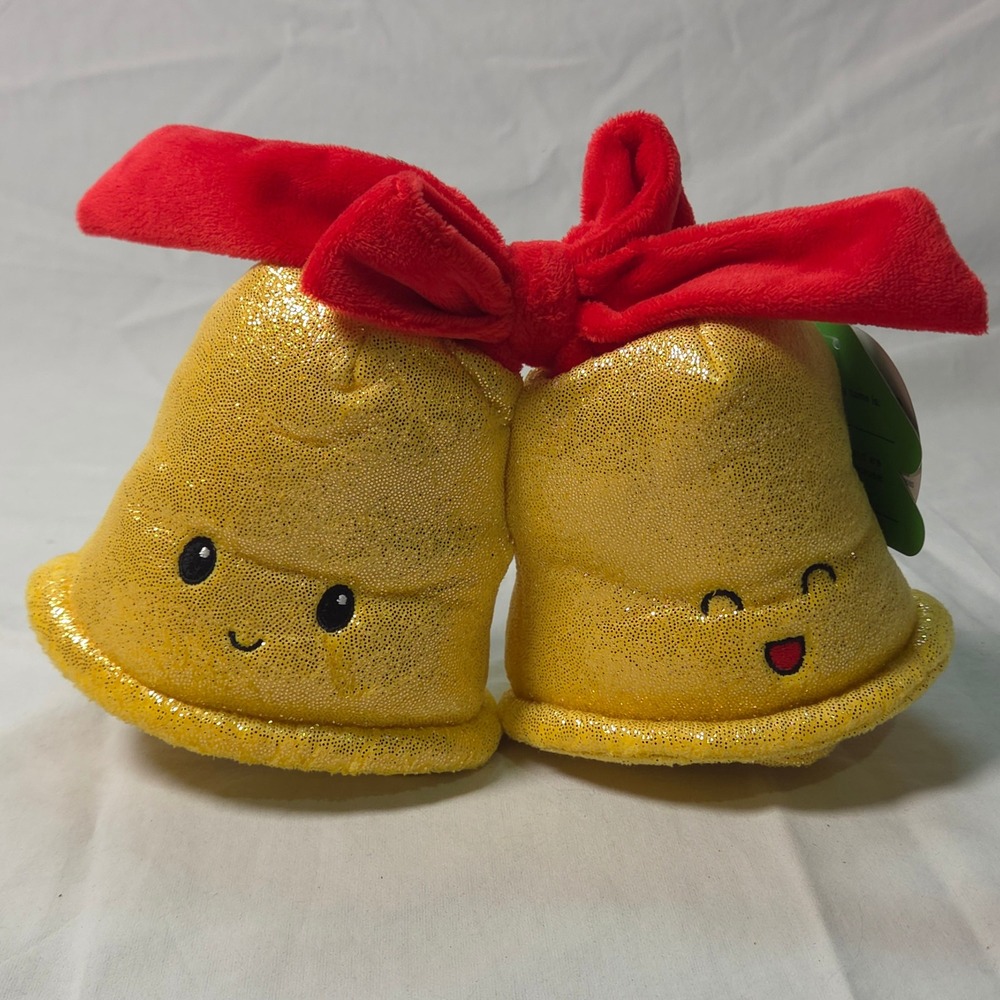 Giggle Scape Christmas Bells Plush Gold Glitter Red Bow Target NWT Cuddly